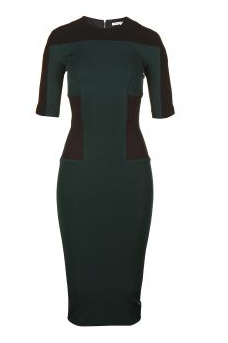 Victoria Beckham Green and Black Panelled Canvas Dress