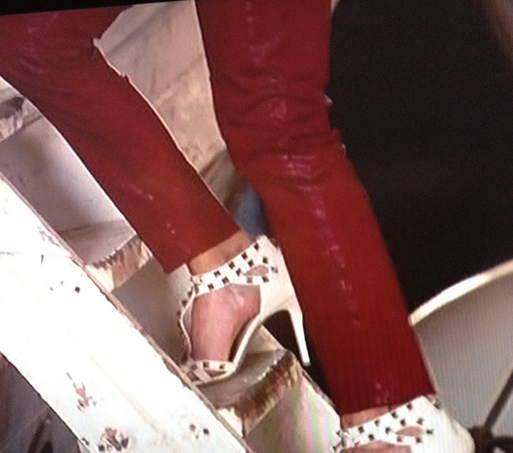 Adriana de Moura's White Studded Sandals on the Yacht