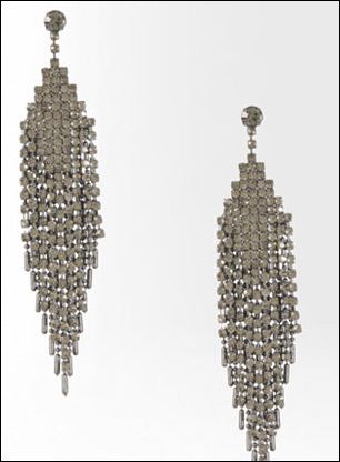 Bebe Crystal and Bead Fringe Earrings