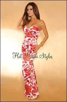 Hot Miami Styles Floral Print Long Dress