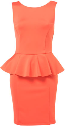 Scuba Peplum Dress in Neon Orange