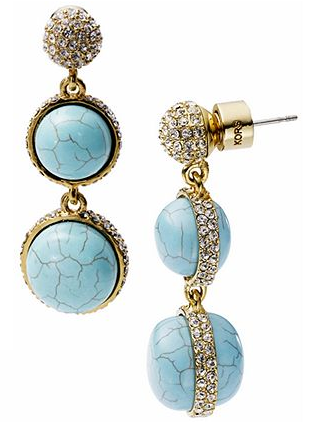 Turquoise Crystal and Double Drop Earrings Michael kors