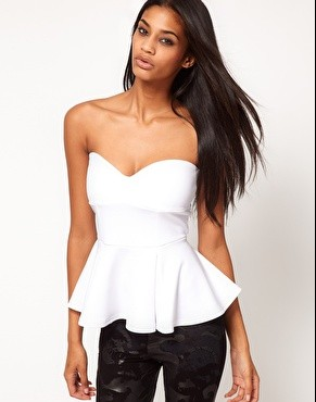 ASOS White Strapless Peplum Top