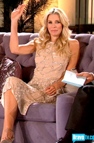 Aviva Dreschers Real Housewives of New York Reunion Dress Nude Beaded Renzo and Kai