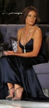 Countess LuAnn de Lesseps Real Housewives of New York Season 4 Long Satin Blue Reunion Dress Randi Rham Studio