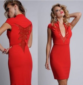 Kimikal Red Lace Inset Dress