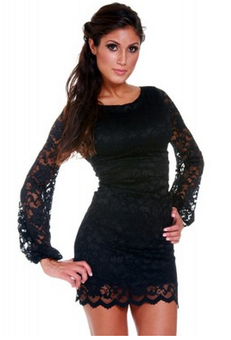 Sentimental Lace Fitted Open Back Dress Black