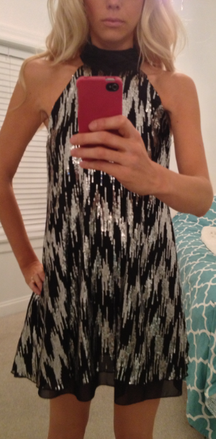 Black and Silver Sequin Dress