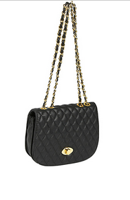 Black Quilted Bag with Gold Chain