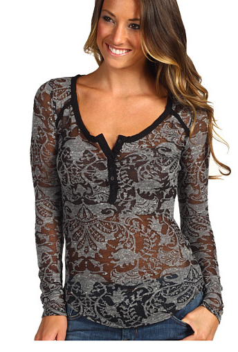 Free People Damask Burnout Henley