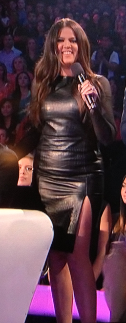 Khloe Kardashians Black Leather X Factor Dress Emilio Pucci