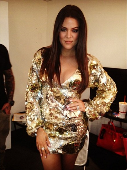 Khole Kardashian X Factor Gold Sequin Dress Macduggal
