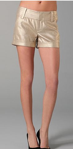 Alice & Olivia Metallic Gold Kady Cuffed Shorts