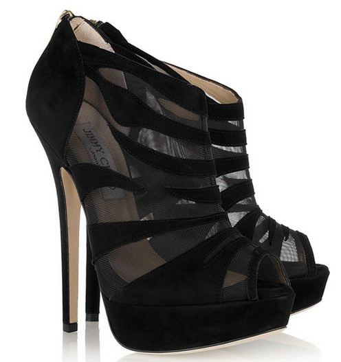 Jimmy Choo Suede and Mesh Kerfield Ankle Bootie