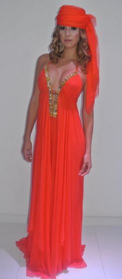 Tanya Marie Designs Red Orange Maxi Dress Adriana de Moura