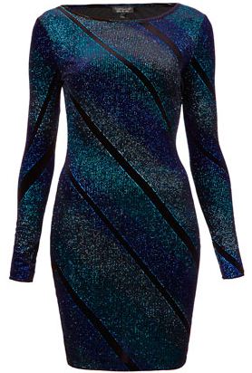 Topshop Blue Ombre Glitter Dress