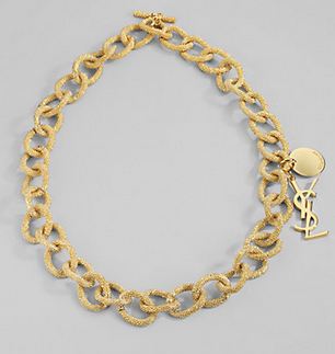 YSL Textured Link Necklace Gold