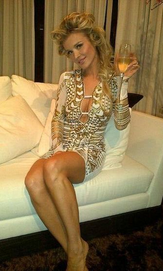 Joanna Krupa New Years Eve Gold and White Dress by Holt