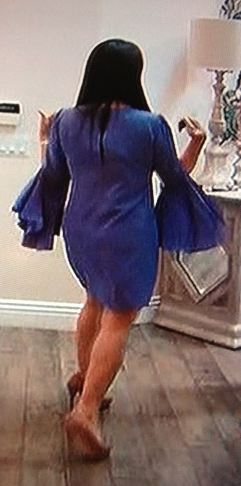 Kyle Richards Blue Purple Split Bell Sleeve Dress at Sophias Party