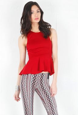 Backstage Jessica Peplum Top in Red