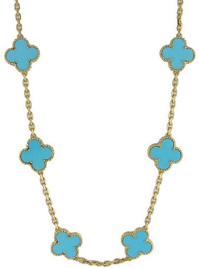 Van Cleef & Arpels Clover Necklace Turquoise