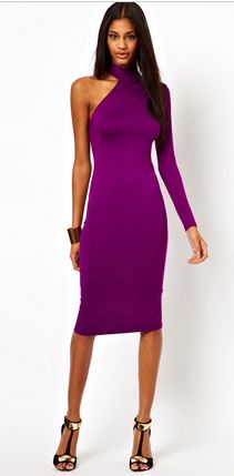 ASOS Purple Asymmetric One Sleeve Dress Purple