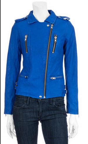 Blue Leather Moto Jacket