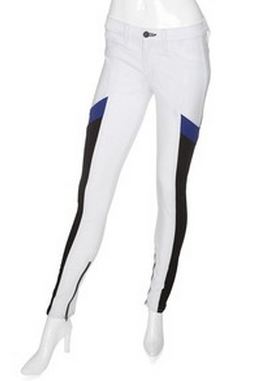 White Jeans with Black and Blue Panels