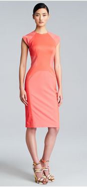 Orange and Pink Colorblock Sheath Dress