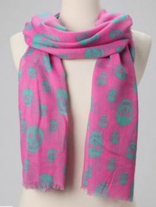 Blue and Pink Skull Scarf