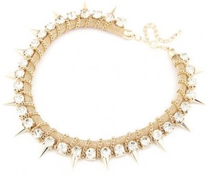 Gold Crystal Spiked Necklace