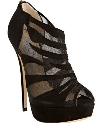 Jimmy Choo Black Suede and Mesh Bootie