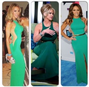 Nicole Bakti Green Sheer Side Gown