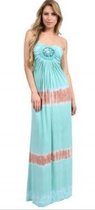 Blue and brown tie dye maxi dress