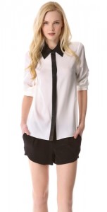 White Blouse with Black Trim