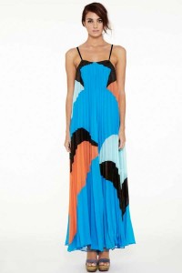 Suboo Pleated Colorblock Maxi Dress