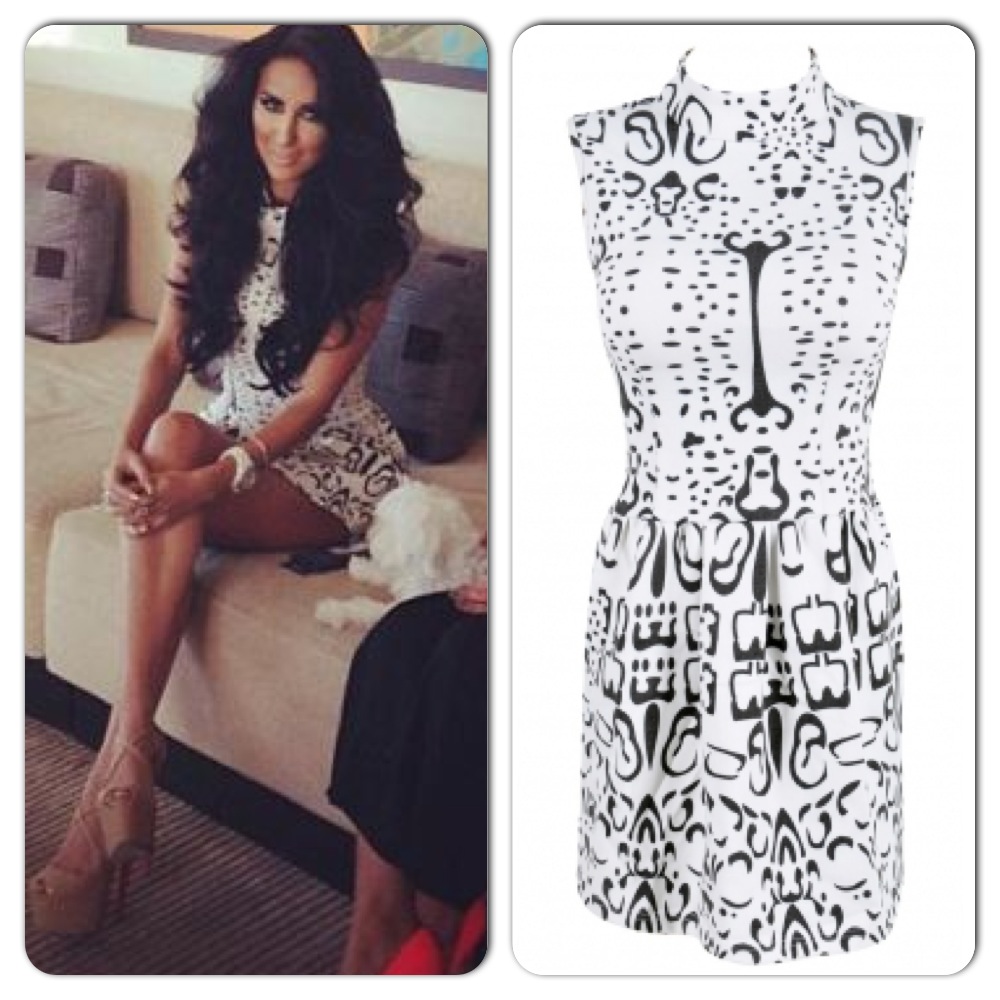 Lilly Ghalichi Black and White Leopard Print Dress