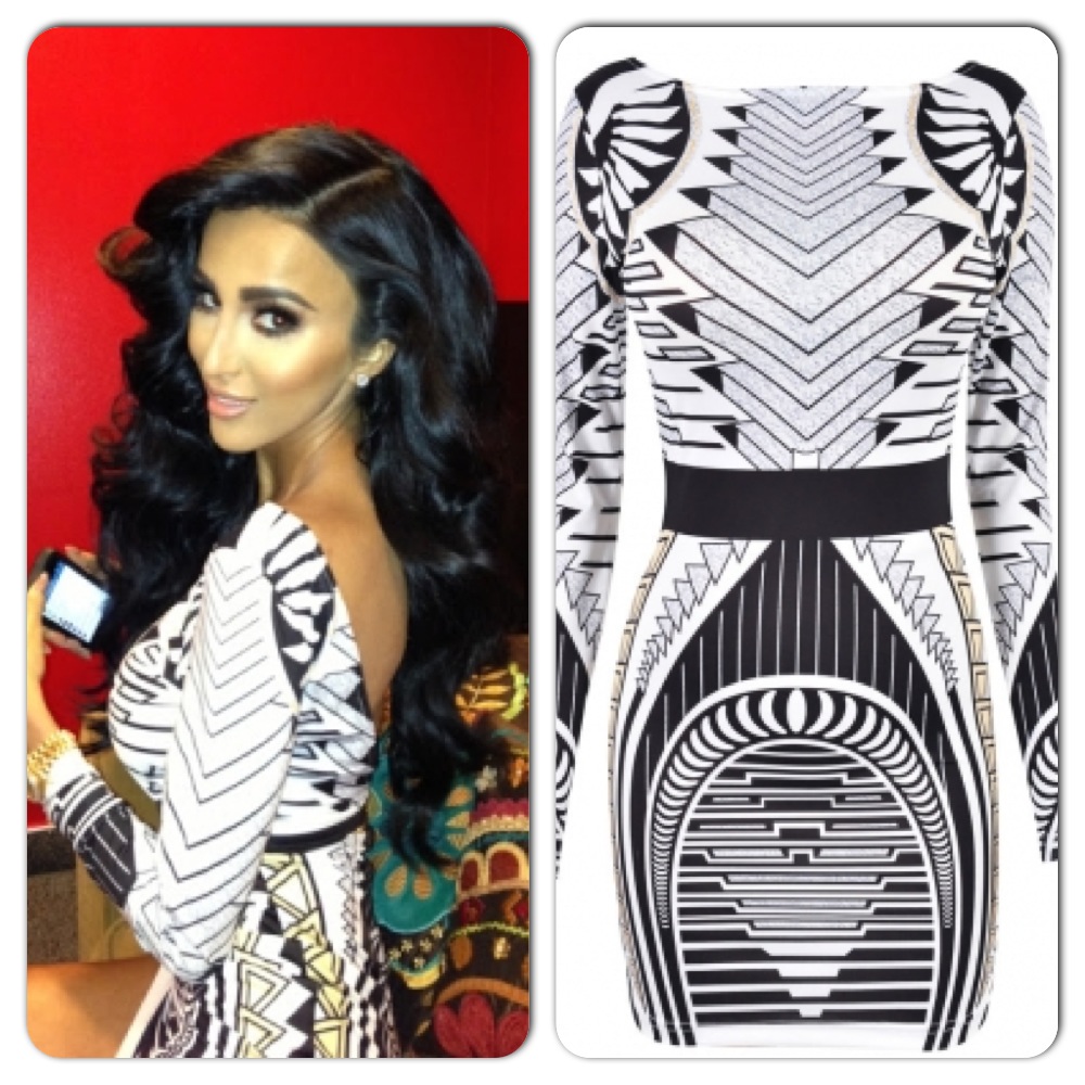 Lilly Ghalichi Long Sleeve Tribal Print Dress