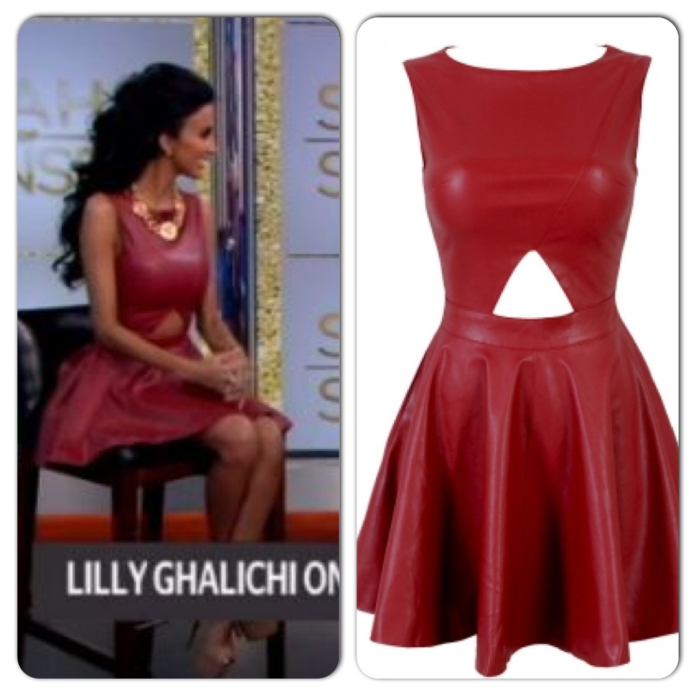 Lilly Ghalichi Red Leather Cut Out Dress