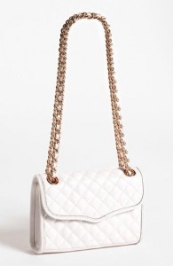 White Quilted Bag with Gold Chain