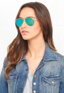 Ray Ban Green Blue Mirrored AViator Sunglasses