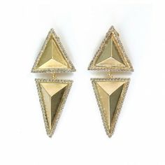 Janis Savitt Crystal Double Triangle Earrings