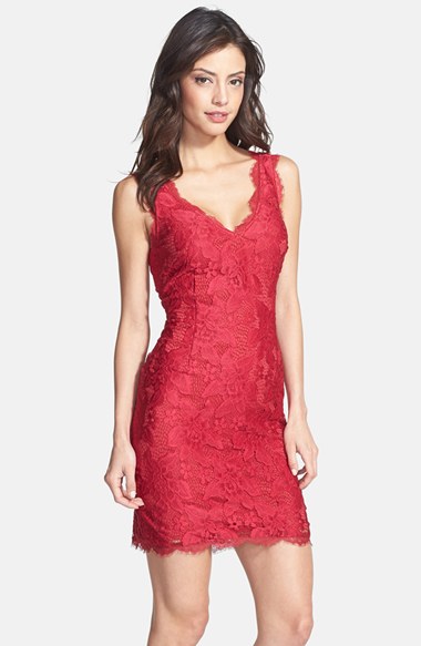 Adriana Pappell Red Lace Cocktail Dress