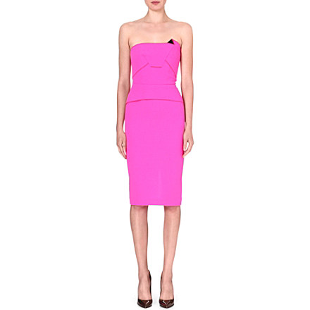 Neon pink strapless folded dress