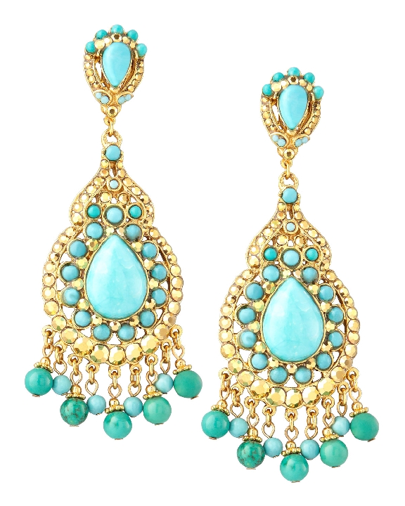 Jose and Maria Barrera Turquoise Chandelier Earrings