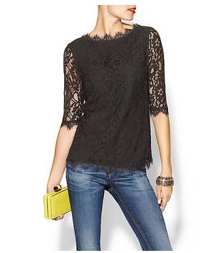 Black Lace raw edge blouse