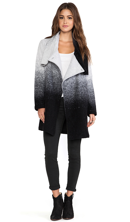 black and white ombre open coat