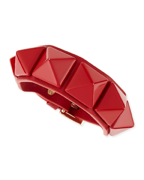 Medium Rockstud red leather bracelet