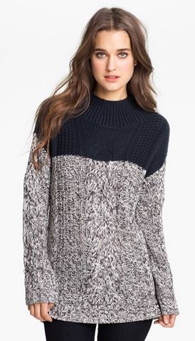 Black / Blue and Grey cable colorblock sweater