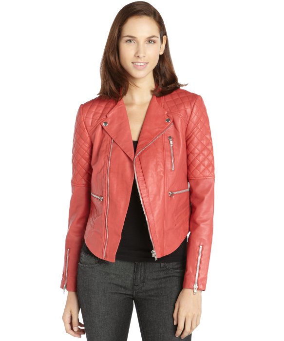 Red Leather Moto Jacket